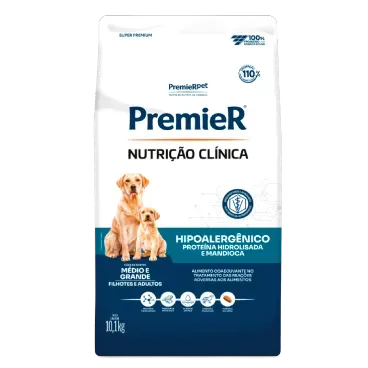 Racao Premier Nutricao Clinica Hipoalergenico Caes Medio e Grande 10.1kg frente